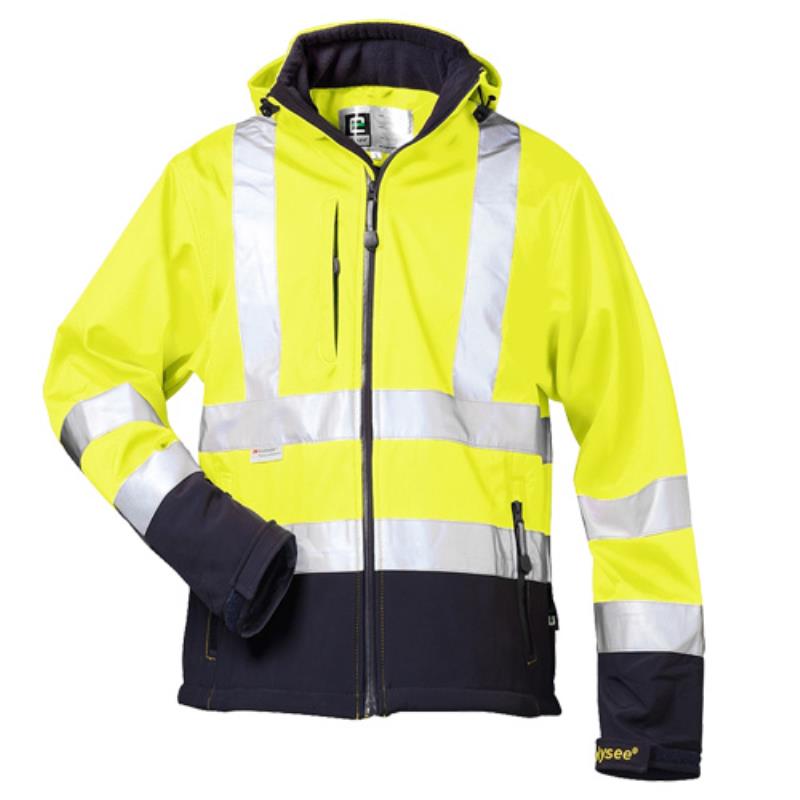 Safety softshell jacket yellow/blue