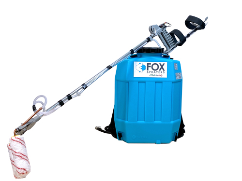 DIWA Turboroller with back carrying strap 10 l container, tongs with 2 rollers and rechargeable battery.