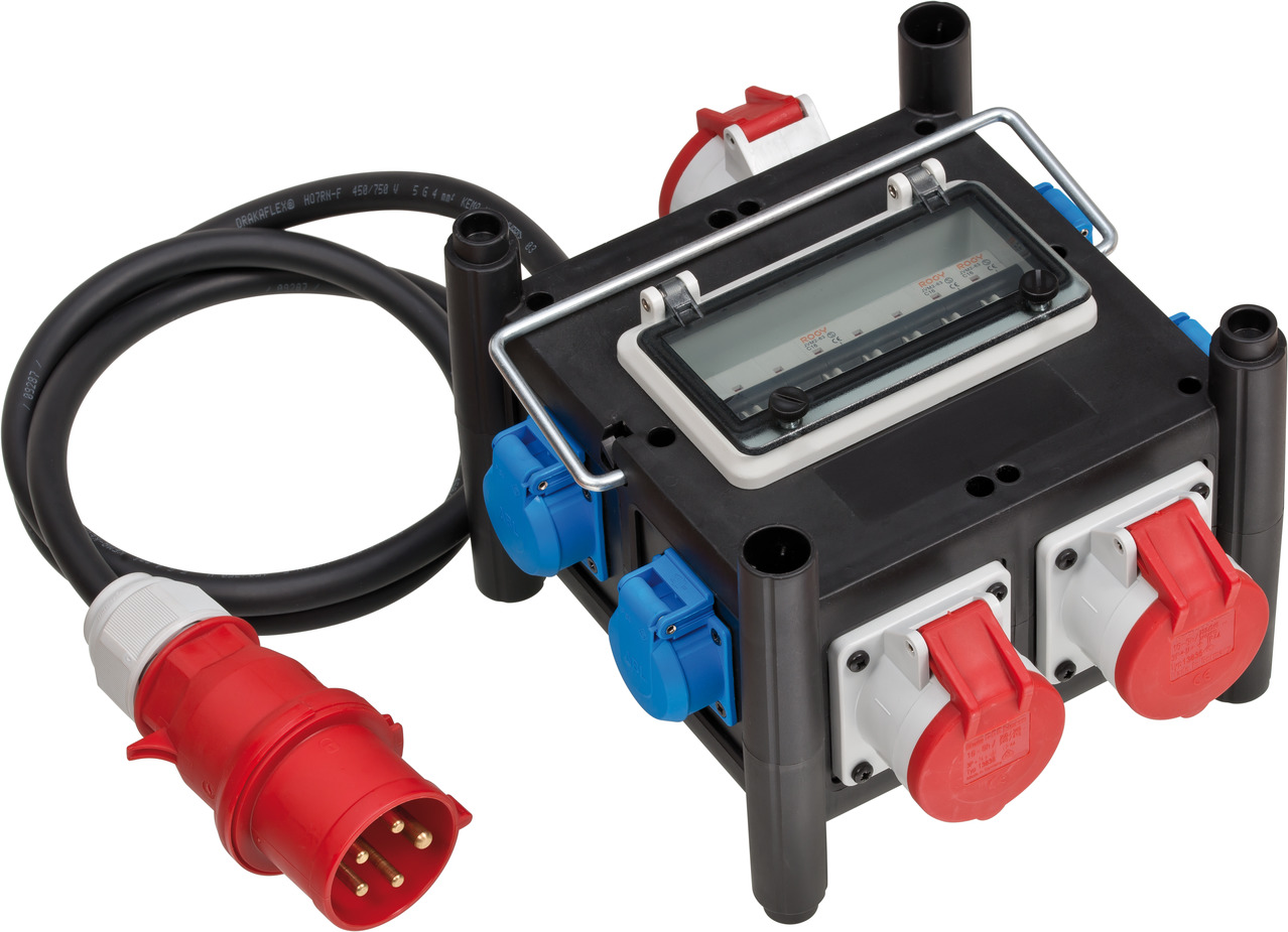 Distributeur de courant compact en caoutchouc 400 volts pour l'extérieur