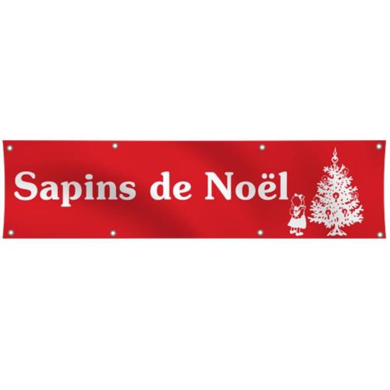 Transparent "Sapins de Noel" - 300 x 83 cm in rot mit Digitaldruck weiß