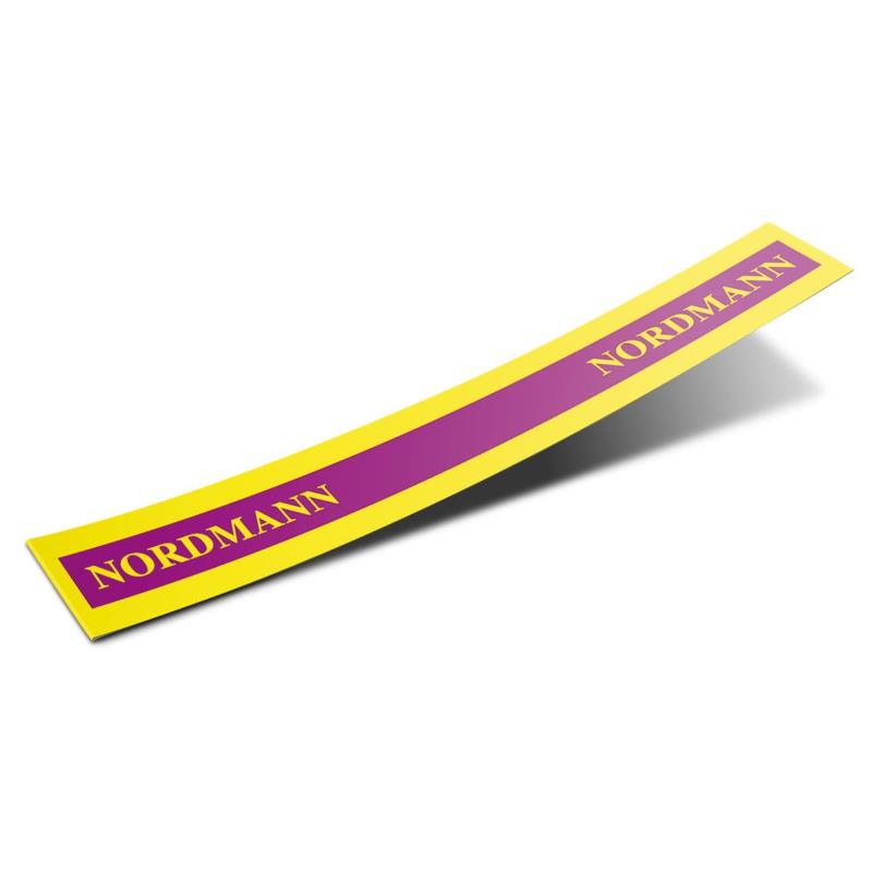 Label AKTION - with text Nordmann - yellow/purple