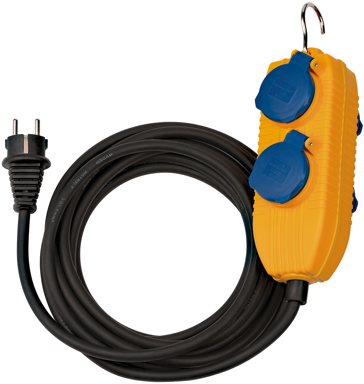 Distributeur de courant quadruple avec 10 m de câble pour l'extérieur 230 V, 1,5 mm²